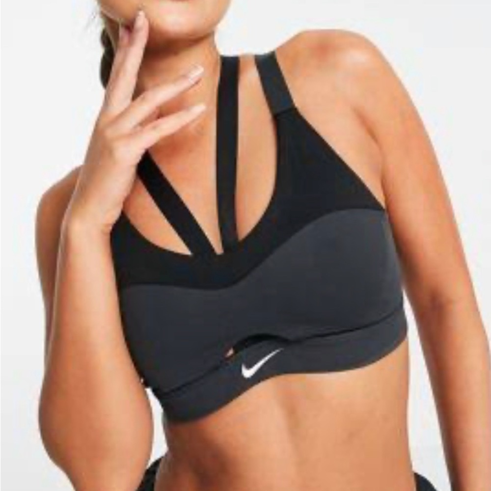 Nike Black and Charcoal Strappy High-Support Sports Bra